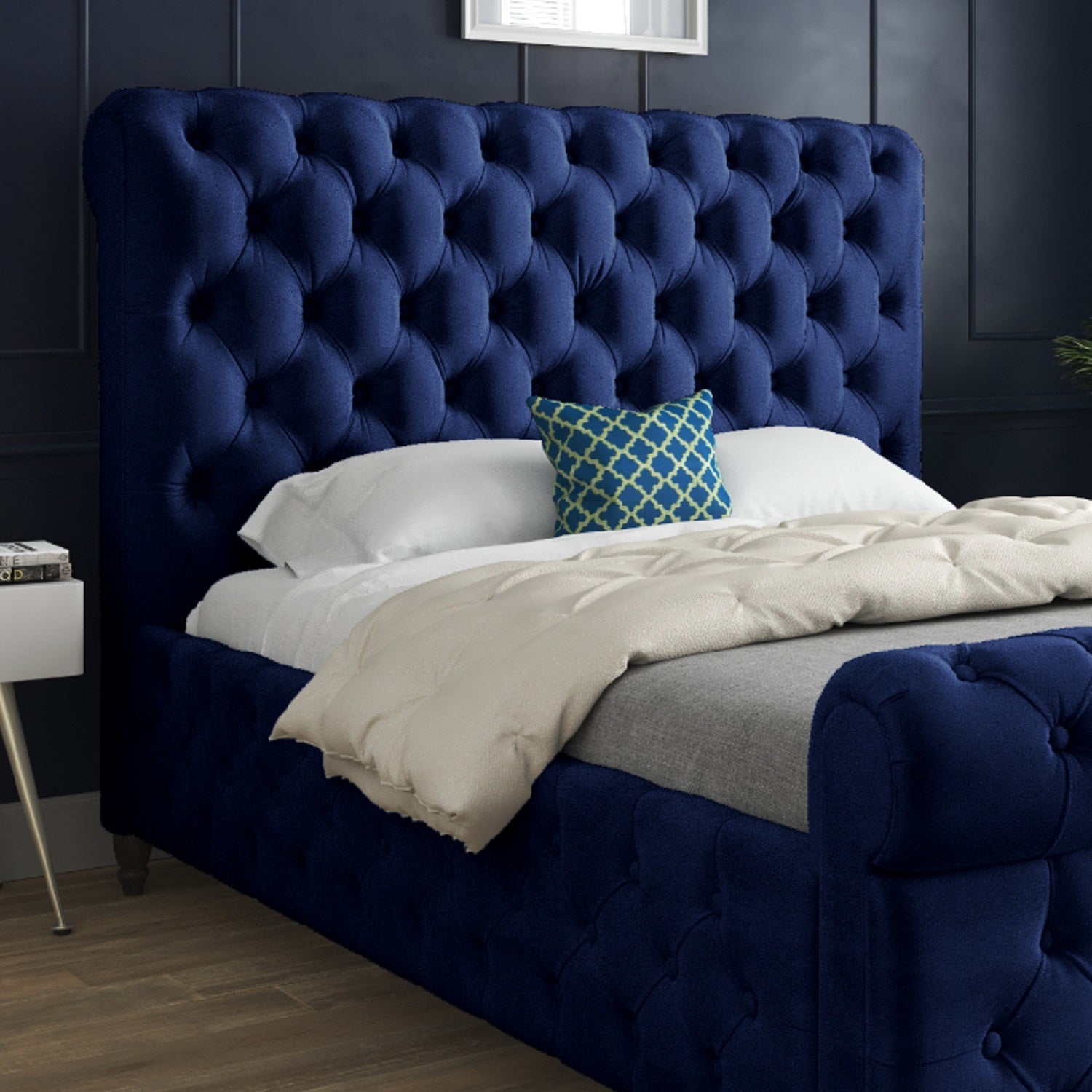 Savana Sleigh Upholstered Soft Velvet Bed Frame