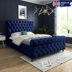 Savana Sleigh Upholstered Soft Velvet Bed Frame