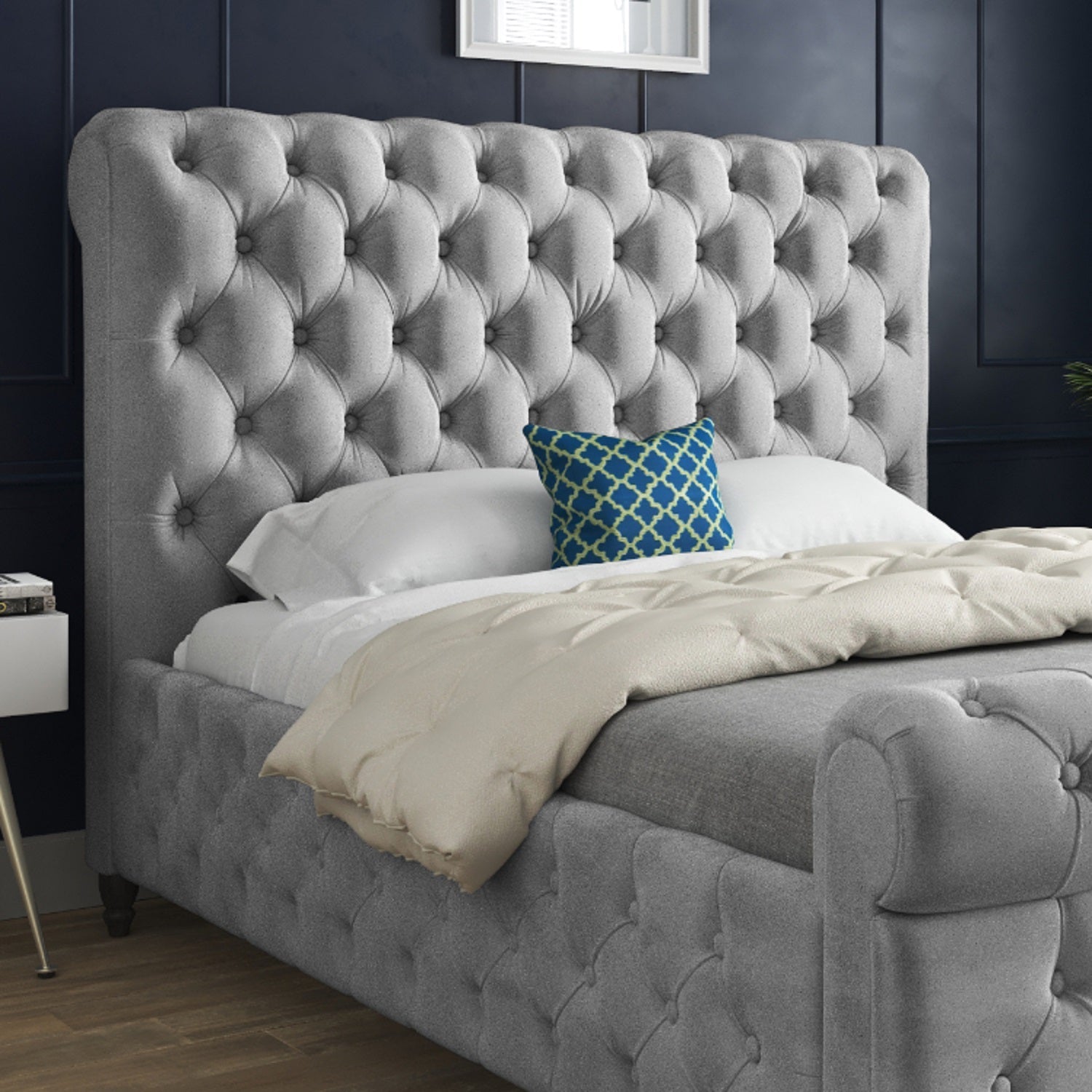 Savana Sleigh Upholstered Soft Velvet Bed Frame