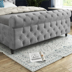 Savana Sleigh Upholstered Soft Velvet Bed Frame