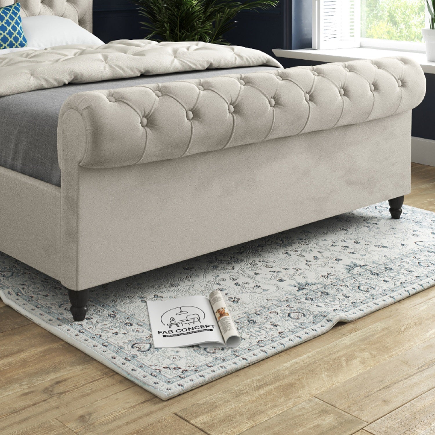 Sienna Sleigh Upholstered Soft Velvet Bed Frame