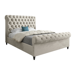 Sienna Sleigh Upholstered Soft Velvet Bed Frame