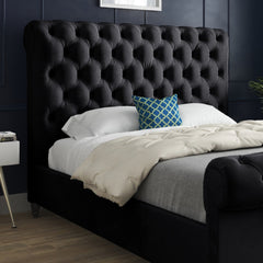 Sienna Sleigh Upholstered Soft Velvet Bed Frame