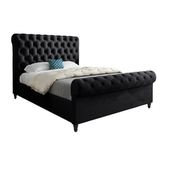 Sienna Sleigh Upholstered Soft Velvet Bed Frame