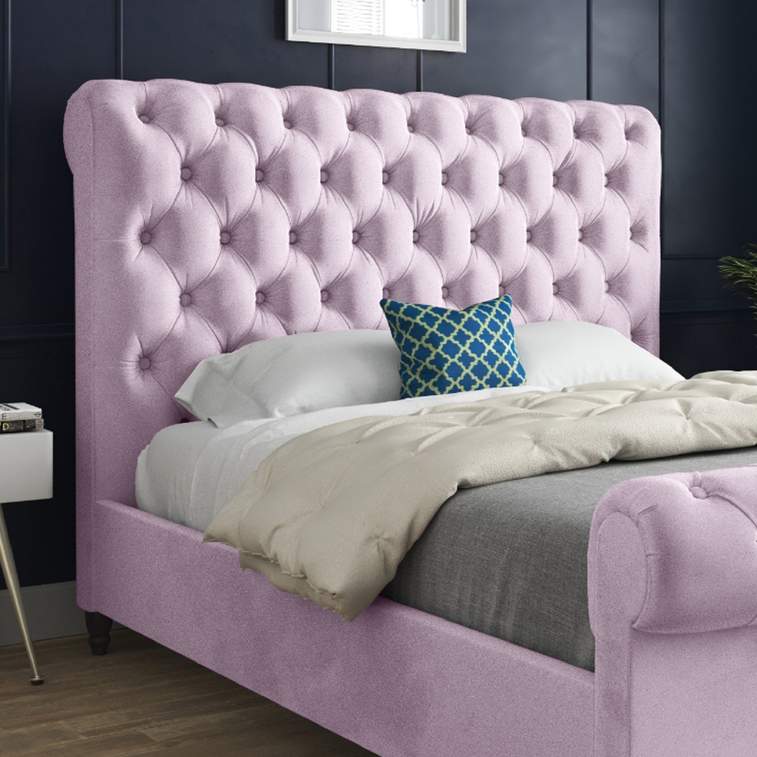 Sienna Sleigh Upholstered Soft Velvet Bed Frame