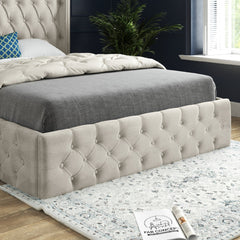 Turin Straight Winged Upholstered Soft Velvet Bed Frame