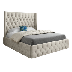 Turin Straight Winged Upholstered Soft Velvet Bed Frame