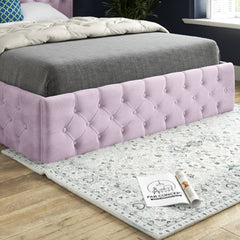 Turin Straight Winged Upholstered Soft Velvet Bed Frame