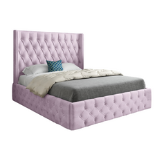 Turin Straight Winged Upholstered Soft Velvet Bed Frame