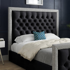 Venice Glitter Border Upholstered Soft Velvet Bed Frame