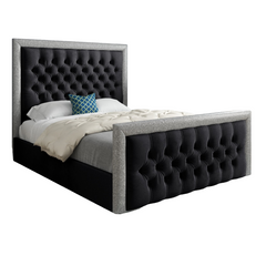 Venice Glitter Border Upholstered Soft Velvet Bed Frame