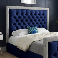 Venice Glitter Border Upholstered Soft Velvet Bed Frame