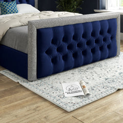 Venice Glitter Border Upholstered Soft Velvet Bed Frame