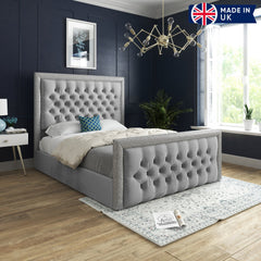 Venice Glitter Border Upholstered Soft Velvet Bed Frame