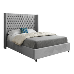 Volta Straight Winged Upholstered Soft Velvet Bed Frame