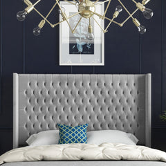 Volta Straight Winged Upholstered Soft Velvet Bed Frame