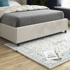 Zampa Curved Top Curved Winged Upholstered Soft Velvet Bed Frame