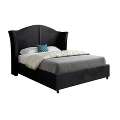 Zampa Curved Top Curved Winged Upholstered Soft Velvet Bed Frame