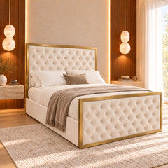 Alaya Upholstered Soft Velvet Metal Bed Frame
