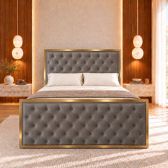 Alaya Upholstered Soft Velvet Metal Bed Frame