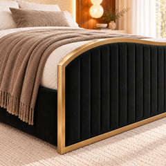 Bhaven Upholstered Soft Velvet Metal Bed Frame