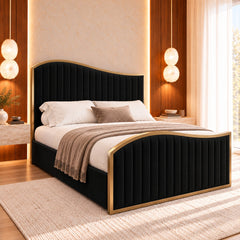 Bhaven Upholstered Soft Velvet Metal Bed Frame