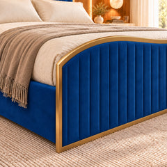 Bhaven Upholstered Soft Velvet Metal Bed Frame