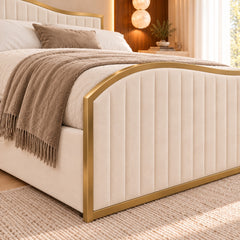 Bhaven Upholstered Soft Velvet Metal Bed Frame