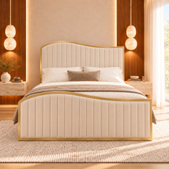 Bhaven Upholstered Soft Velvet Metal Bed Frame