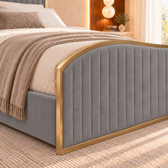 Bhaven Upholstered Soft Velvet Metal Bed Frame