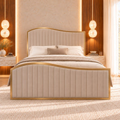 Bhaven Upholstered Soft Velvet Metal Bed Frame