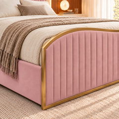 Bhaven Upholstered Soft Velvet Metal Bed Frame