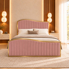 Bhaven Upholstered Soft Velvet Metal Bed Frame