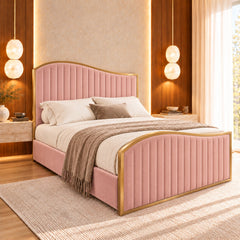 Bhaven Upholstered Soft Velvet Metal Bed Frame