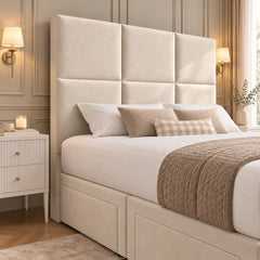 Camea Upholserted Floorstanding Headboard With Divan Bed Frame