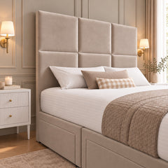 Camea Upholserted Floorstanding Headboard With Divan Bed Frame