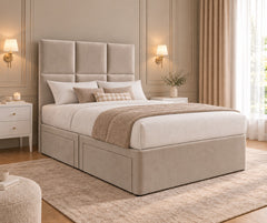 Camea Upholserted Floorstanding Headboard With Divan Bed Frame