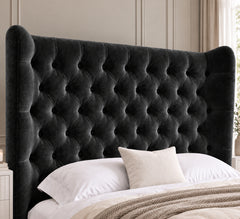 Ethan Wide Winged Upholstered Soft Velvet Bed Frame