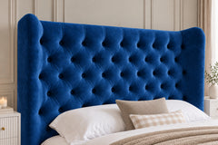 Ethan Wide Winged Upholstered Soft Velvet Bed Frame