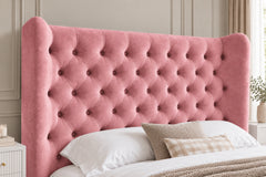Ethan Wide Winged Upholstered Soft Velvet Bed Frame