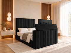 Greenport Upholstered Soft Velvet Line Tv Bespoke Bed Frame