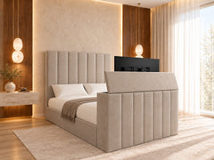 Greenport Upholstered Soft Velvet Line Tv Bespoke Bed Frame