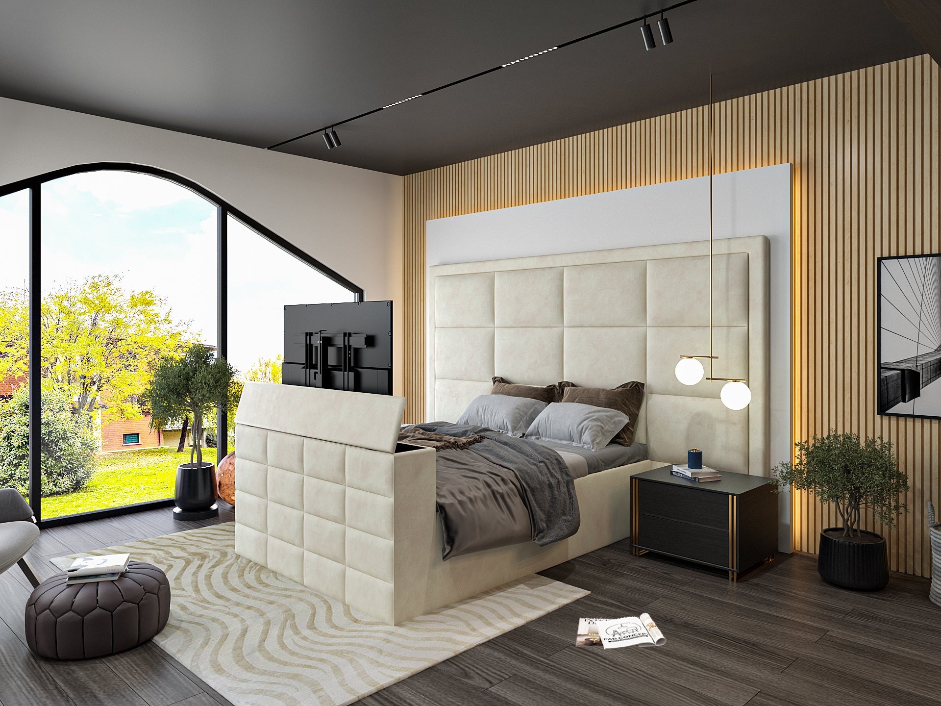 New York Upholstered TV Bed Frame