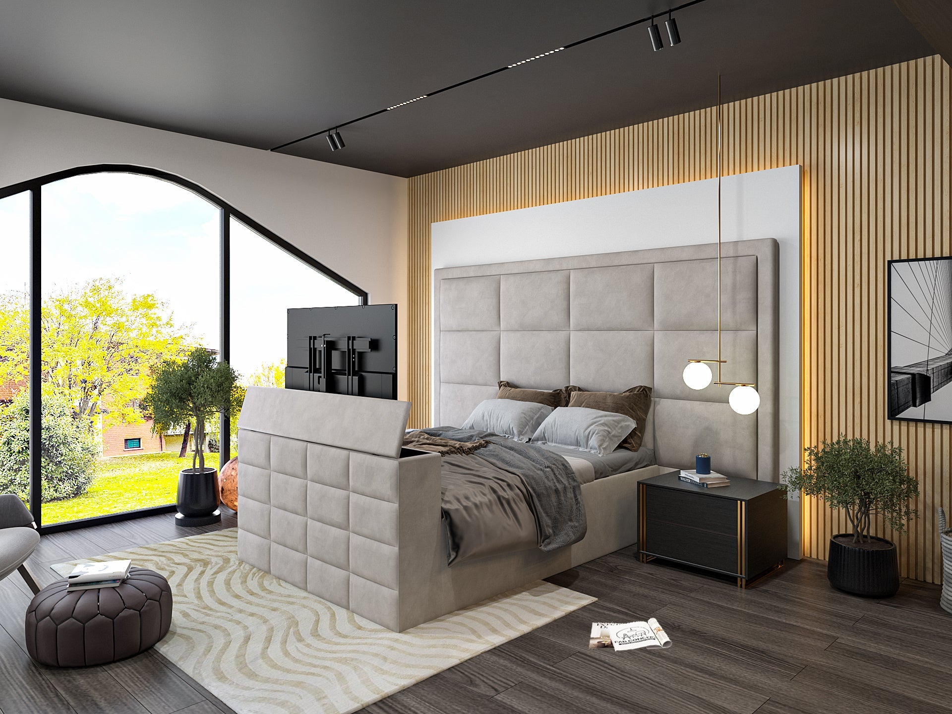 New York Upholstered TV Bed Frame