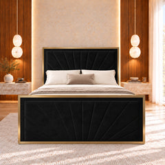 Rosalina Upholstered Soft Velvet Metal Bed Frame