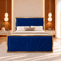 Rosalina Upholstered Soft Velvet Metal Bed Frame