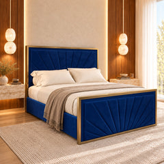 Rosalina Upholstered Soft Velvet Metal Bed Frame