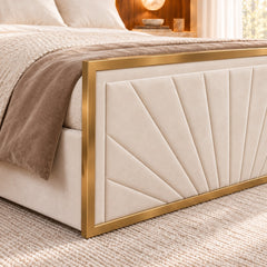 Rosalina Upholstered Soft Velvet Metal Bed Frame