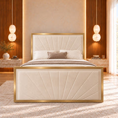 Rosalina Upholstered Soft Velvet Metal Bed Frame