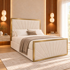 Rosalina Upholstered Soft Velvet Metal Bed Frame